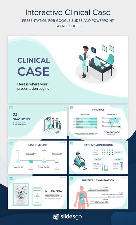 Explain your latest Clinical Case with this interactive and animated Google Slides theme and PowerPoint template. It’s perfect for medical topics! Medical Presentation Design Powerpoint, Medical Background Powerpoint, Medical Presentation Design, Medical Powerpoint Templates, Interactive Powerpoint Presentation, Mẫu Power Point, Scientific Poster, Case Study Template, Case Presentation