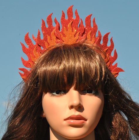 Fire Costume Women, Fire Headpiece, Fire Headband, Fire Halloween Costume, Elements Costume, Costume For Women Halloween, Fire Accessories, Fire Crown, Phoenix Costume