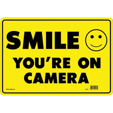 14" x 10" Smile You're On Camera Entry Door Handles, In Smile, Camera Aesthetic, Exit Sign, Bold Lettering, Plastic Signs, Sign Materials, Aesthetic Phone Case, God Art