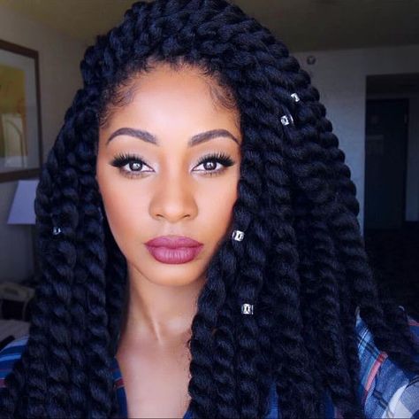 How I Protective Style on a Budget - https://blackhairinformation.com/general-articles/tips/protective-style-budget/ Crochet Twist Hairstyles, Havana Twist Hairstyles, Havana Twist Braids, Havana Mambo Twist Crochet, The Blacker The Berry, Cuban Twist Hair, Twists Hairstyles, Styled Hair, Havana Twist