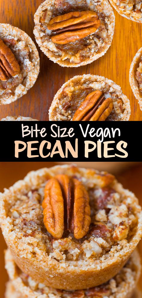 Bite Size Pecan Pies Daycare Treats, Mini Pecan Pie, Vegan Fall Dessert, Pecan Tassies, Flakey Pie Crust, Pecan Pie Bites, Gluten Free Pecan, Vegan Pecan Pie, Sweet Potato Pudding