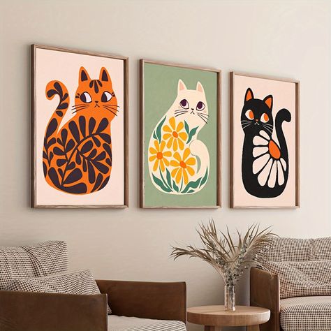 Faster shipping. Better service Cat Art Prints, Painting Cat, Abstract Floral Art, Soyut Sanat Tabloları, Cat Artwork, Cat Painting, Hand Illustration, Art Abstrait, Wall Art Painting