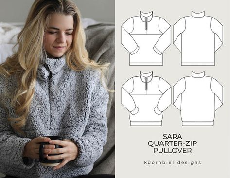 PDF Sewing Patterns Ropa Diy, Sweatshirt Fabric, Diy Sewing Clothes, Clothes Sewing Patterns, Diy Couture, Pdf Patterns, Quarter Zip Pullover, Sweater Pattern, Pdf Sewing Patterns