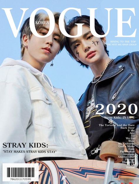 Hyunjin Vogue, Vogue Korea Cover, Han And Hyunjin, People Magazine Covers, Magazine Cover Layout, Vogue Photoshoot, Vogue Magazine Covers, Couple Poses Reference, Fashion Magazine Cover