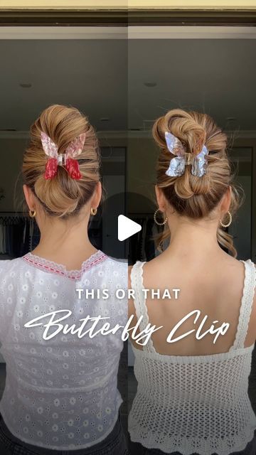 Butterfly Clips Hairstyles Kids, Claw Clip Ideas, Butterfly Clip Hairstyles, Butterfly Clips Hairstyles, Clips Hairstyles, Butterfly Claw Clip, Clip Ideas, Easy Butterfly, Big Butterfly