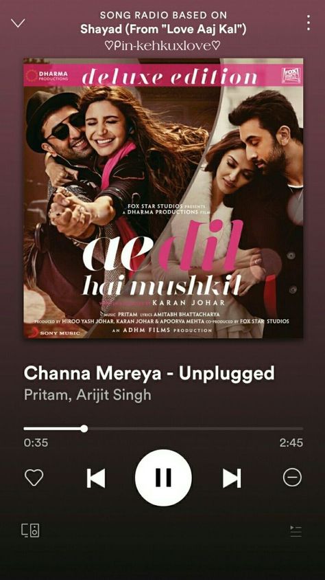 #song #music #adhm #kehku1x #kehkuxlove Channa Mereya, Dharma Productions, Lyrics Spotify, Song Lyric Posters, Breakup Songs, Lonliness Quotes, Music Nerd, Inspirational Quotes Wallpapers, Lyric Poster