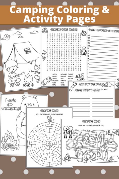 Get ready for summer fun with these free camping coloring pages and activity pages for kids. If you are looking forward to camping as well, we have some fun and free camping coloring pages and activity sheets for you to do together. Whether you’re looking for a fun themed activity to help your own family to celebrate this activity, a free printable for classroom parties or lessons or an activity you can do with friends and family via zoom, this is the perfect printable pack for your little campe Camping Activity, Activity Pages For Kids, Camping Coloring Pages, Zoo Crew, Camping Classroom, Camping Activities For Kids, Bingo For Kids, Camping Theme Classroom, Camping Birthday Party