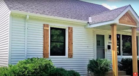 How to Build 30-Minute Cedar Shutters | Hometalk Diy Window Shutters, Wood Valances For Windows, Vintage Metal Trays, Cedar Shutters, Diy Shutters, Cedar Boards, Window Casing, Wood Shutters, Yellow Houses