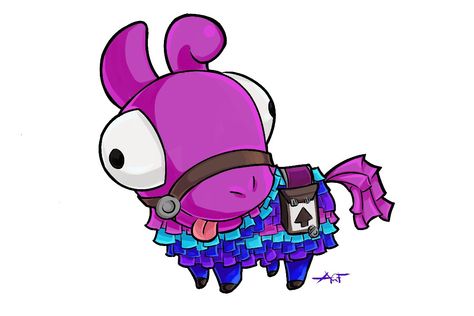 Fortnite Llama Drawing, Peely Fortnite Drawing, Pal World Game, Fortnite Doodles, Fortnite Kawaii, Fortnite Tattoo, Fortnite Drawings, Llama Drawing, Video Game Drawings