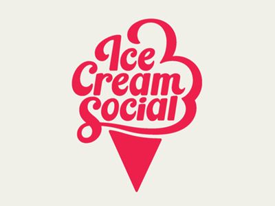 Ice Cream Social logo. I think it would of been even better if he put the diamond pattern in the cone to break up that solid triangle. Logo Ice Cream, Logo Tipografi, Fashion Logo Design Inspiration, Mode Logos, Fashion Logo Inspiration, Typographie Logo, Ice Cream Logo, Inspiration Typographie, Typography Logo Inspiration