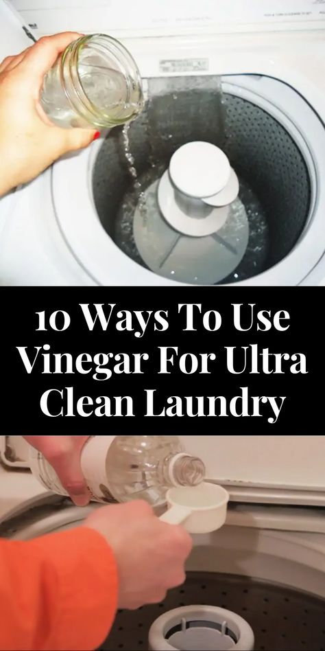 10 Ways To Use Vinegar For Ultra Clean Laundry Vinegar Washing Machine, Baking Soda In Laundry, Vinegar In Laundry, Baking Soda Benefits, Vinegar Uses, Laundry Washing Machine, Vinegar Cleaning, Washing Laundry, Baking Soda Shampoo