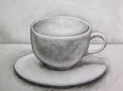 "Coffee Mug"  8 x 10  graphite Still Life Pencil Shading, Easy Still Life Drawing, Drawing Cup, Coffee Mug Drawing, Graphite Illustration, Mug Drawing, Shading Drawing, Life Sketch, Geometric Shapes Art