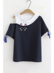 973a5f0ccbc4ee3524ccf035d35b284bdesc42163315ri Girls Top Design, Cat Embroidery, Fashion Tops Blouse, غرفة ملابس, Trendy Fashion Tops, Elegante Casual, Chic Shop, Fashion Attire, Refashion Clothes