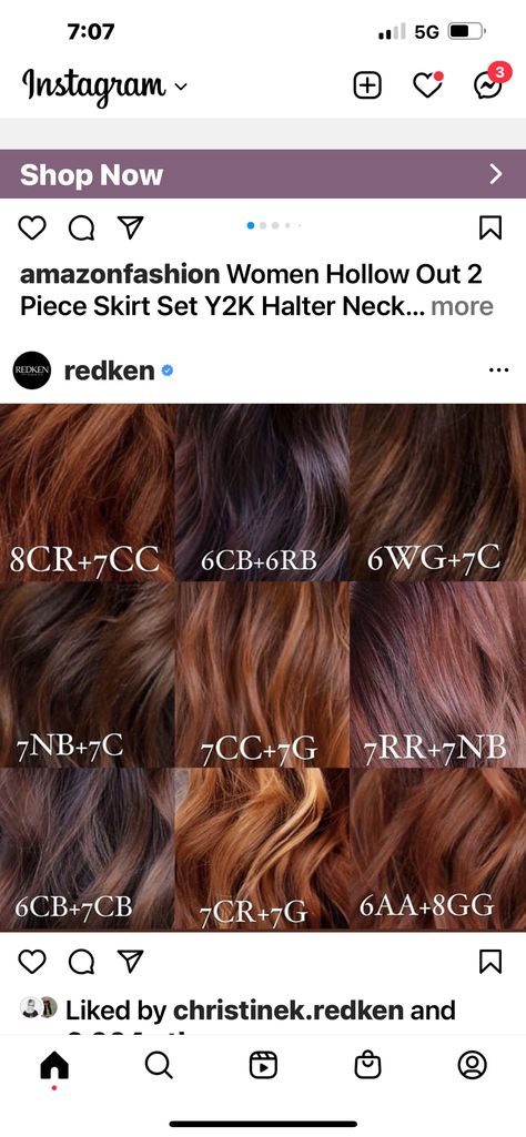 Red Hair Formulas, Braided Faux Hawk, Redken Color Gels, Copper Brown Hair Color, Copper Brown Hair, Red Copper Hair Color, Faux Hawk Hairstyles, Copper Red Hair, Redken Hair Color