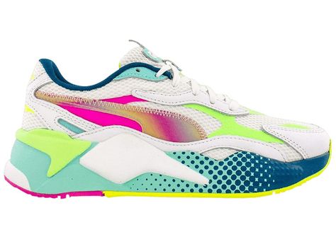 Women's Puma RSX3 WR Sneakers in White/Elektro Green. Puma Rs X3, Puma Rs, Sneakers Puma, Puma Sneakers, All About Shoes, Hot Sneakers, Pumas Shoes, Adidas Yeezy, Jordan Retro