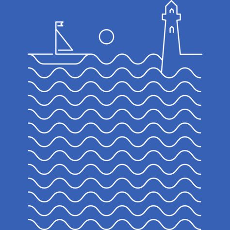 Lighthouse And Sail Boat Lines Drawing T Shirt By Bicone Design By Humans Lighthouse Graphic Design, Sailing Boat Drawing, Boat Graphic Design, Lighthouse Graphic, Banner Doodle, Boat Tattoo, Lines Drawing, Boat Illustration, Drawing T Shirt