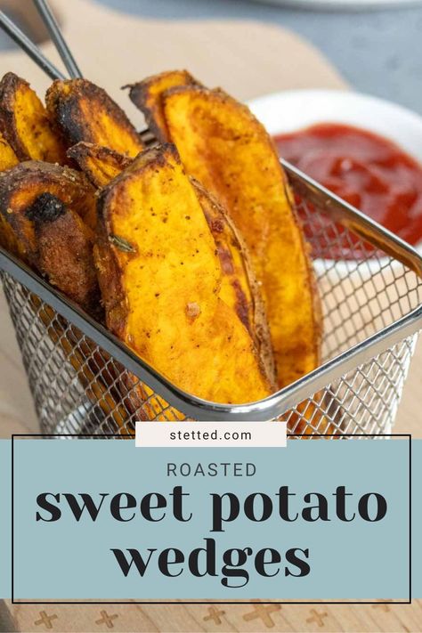 Change up your potato sides with these sweet potato wedges! Tossed in savory spices and roasted, they’re perfect alongside burgers, sandwiches, chicken, and more. https://www.stetted.com/sweet-potato-wedges/ Potato Wedges Crispy, Roasted Sweet Potato Wedges, Crispy Sweet Potato Fries, Sweet Potato Fries Baked, Sweet Potato Waffles, Crispy Sweet Potato, Sweet Potato Black Beans, Roasted Sweet Potato, Sweet Potato Wedges