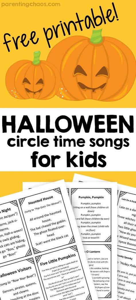 Halloween Circle Time For Kids Halloween Songs For Preschoolers, Halloween Circle Time, Songs For Circle Time, Circle Songs, Haunted House For Kids, Christmas In Heaven Poem, Circle Time Songs, Time For Kids, Circle Time Activities