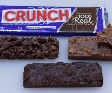 Nestle Crunch Bar Copycat Nestle Crunch Bars, Homemade Chocolate Candy Recipes, Homemade Crunch Bars, Chocolate Crunch Bars, Crunch Bars Recipe, Homemade Chocolate Candy, Easy Strawberry Cheesecake, Nestle Crunch, Crunch Bars