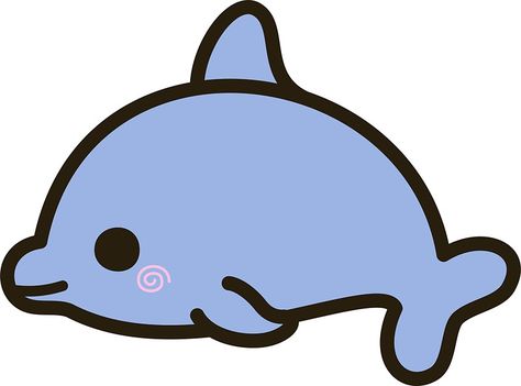 Dolphin Sticker, Kawaii Cactus, Dolphin Drawing, Cute Dolphin, Blue Drawings, Cute Disney Drawings, Stickers Kawaii, Cute Drawing, Cute Animal Drawings Kawaii