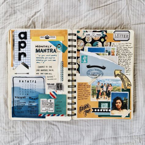 Journey Scrapbook Ideas, Travel Journal Scrapbook Printables, How To Scrapbook, April Spread, Scrapbook Inspo, Diy Photo Book, Travel Journal Scrapbook, Holiday Scrapbook, Travel Art Journal