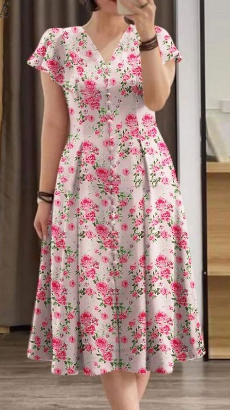 Frocks For Women Party, Floral Long Frocks, Summer Frocks, Elegant Floral Dress, Floral Print Dresses, Simple Frock Design, Long Frock Designs, Amazon Fashion Finds, Long Gown Design