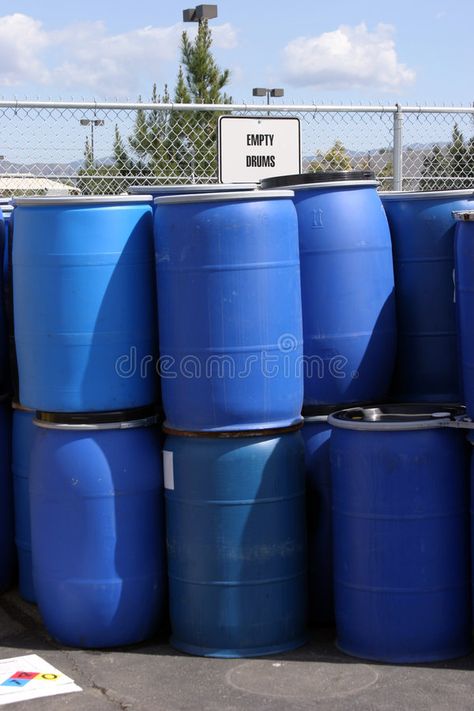 Empty plastic drums for chemicals at a recycling location. Empty plastic drums f , #AFFILIATE, #drums, #plastic, #Empty, #location, #recycling #ad Drums For Sale, Plastic Drums, Cottage Plan, Event Rental, Free Art, Art Pictures, Chemicals, Drums, Trash Can