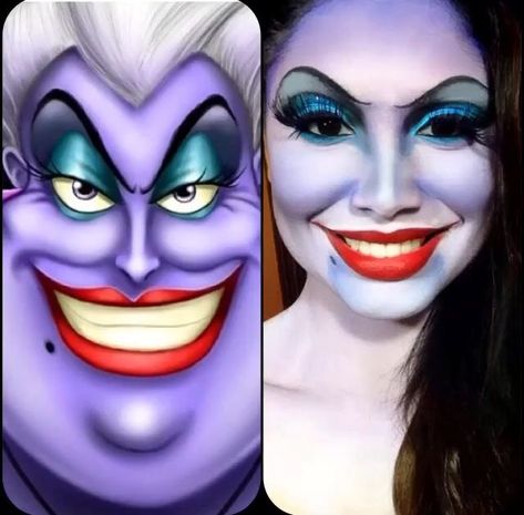 Ursula Costume Makeup, Ursula Makeup, Little Mermaid Makeup, Ursula Cosplay, Painting Tattoos, Skeleton Costumes, Costume Skeleton, Ursula Costume, Disney Costume