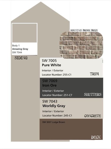 Neutral Exterior Paint Colors, Brown Deck, Sherman Williams, Deck Stain, House Paint Color Combination, Brown Roof, Color Combinations Paint, Stone Exterior, Exterior House Paint Color Combinations