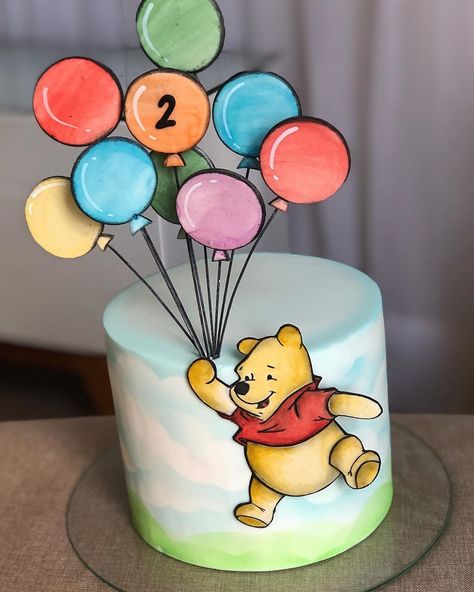 Pooh Cake Birthday, Winnie The Pooh Cake Ideas, Winnie Pooh Cake, Pooh Bear Cake, Winnie The Pooh Birthday Cake, Pooh Bebe, Paint Cake, Kids Birthday Party Cake, Pooh Cake