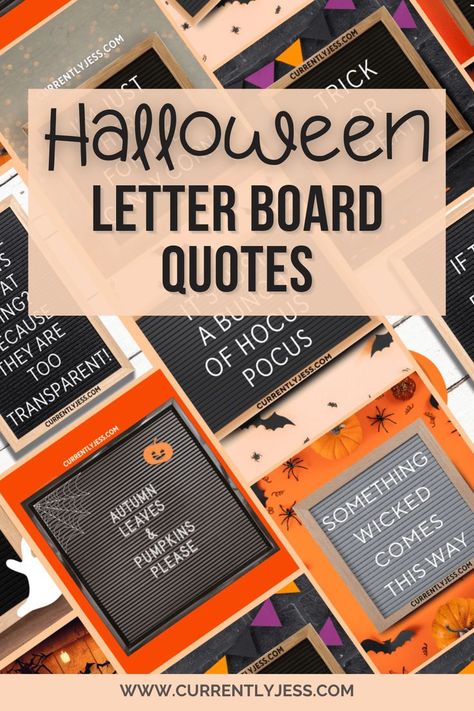 Get your spook on with our ultimate collection of Halloween letter board quotes! From funny jokes to spooky sayings and cute puns, we've got something for everyone. Perfect for adding a festive touch to your Halloween decor and keeping the holiday spirit alive! Fall Puns Letterboard, Funny Fall Sayings For Letter Boards, Halloween Sayings Quotes Signs, Cute Halloween Letter Board Quotes, Spooky Season Letter Board, Fall Word Board Sayings, October Letter Board Quotes, Halloween Signs And Sayings, Halloween Letter Board Quotes