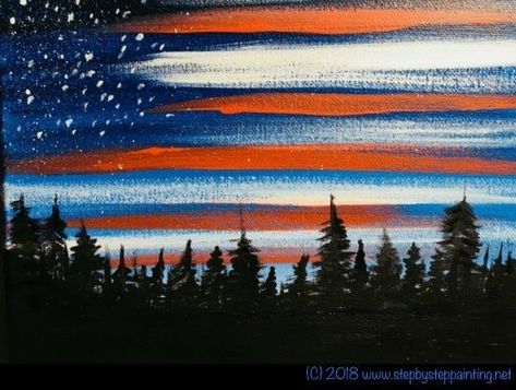 How To Paint American Flag Sky - Step By Step Painting American Flag Painting, American Barn, Patriotic Art, Flag Painting, Barn Painting, Canvas Painting Tutorials, Summer Painting, Flag Art, Virtual Art