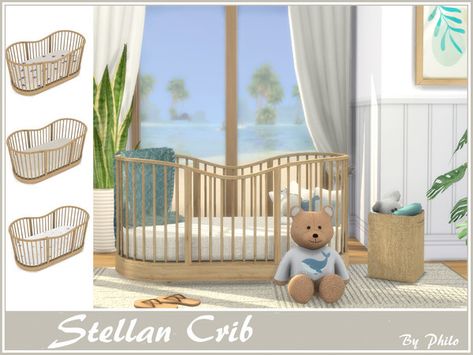 philo's Stellan Crib Sims 4 Invisible Crib Mod, Sims 4 Infant Crib Cc, Sims 4 Infant Bed, Sims 4 Cribs, Sims 4 Crib Cc, Living Room Sims 4, Sims 4 Cc Furniture Living Rooms, Lotes The Sims 4, Sims Furniture