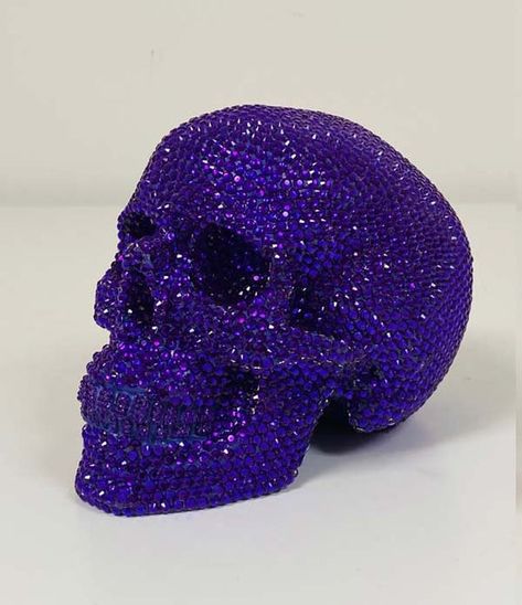 Purple Rhinestone Skull // Skull Decor | Etsy Horror Bedroom, Glam Skull, Perler Bead Mario, Gothic Decor Bedroom, Rhinestone Skull, Skull Crafts, Custom Rhinestone, Rhinestone Projects, Rhinestone Crafts