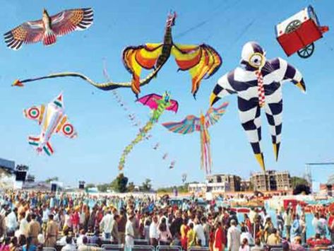 festivals of gujarat - International Kite Festival Gujarati Thali, Kite Festival, Celebration Around The World, Festivals Of India, Fairs And Festivals, Makar Sankranti, Kite Flying, Oita, French Culture