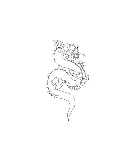 Empty dragon ready for your own desing Dragon Tattoo On Chest Women, Minimal Dragon Tattoo For Women, Chinese Dragon Fine Line Tattoo, Dragon Tattoo Simple Minimalist, Fineline Red Tattoo, Small Chinese Dragon Tattoo Simple, Dragon Outline Tattoo Simple, Chinese Dragon Line Art, Outline Dragon Tattoo