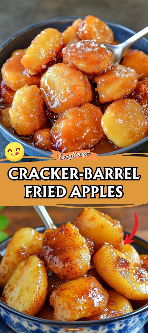 Bring the comfort of Cracker Barrel into your home with our Fried Apples. Simmered in cinnamon and sugar, these apples are soft, sweet, and perfect as a side dish or a warm topping for ice cream. It's a comforting addition to any meal or a sweet treat to enjoy anytime.
#FriedApples #ComfortFood #CrackerBarrelStyle Thanksgiving Side Dishes To Bring, Dish To Bring To Thanksgiving, Cracker Barrel Fried Apple French Toast Bake, Red Hot Cinnamon Apples, Apple Side Dish, Crockpot Fried Apples, Apple Balls, Hot Apple Juice, Cracker Barrel Fried Apples