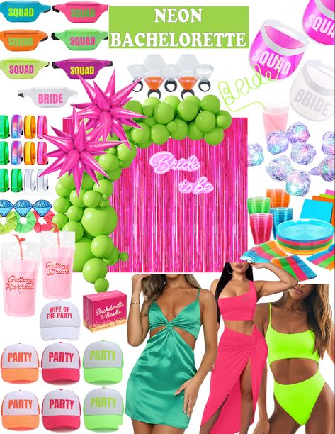 Amazon bachelorette essentials. Click to shop Drag Show Bachelorette Party, Glow Bachelorette Party, 90s Themed Bachelorette Party, Neon Bachelorette Party, 90s Bachelorette Party, Neon Bachelorette, Neon Pool Parties, 90s Bachelorette, Bachelorette Party Gift Bag