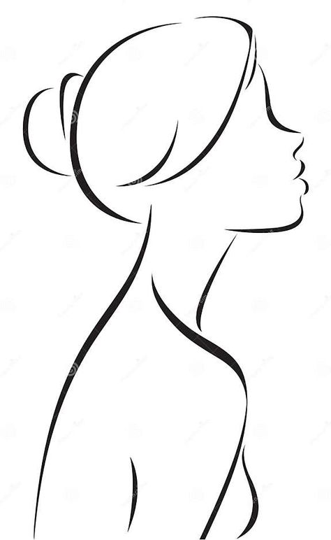 Line Drawing of Women Profile Stock Vector - Illustration of graphic, element: 51120862 Side Profile Line Drawing, Outline Woman Drawing, Drawing Ideas Faces Easy, Womens Face Drawing, Women Outline Art, Woman Outline Drawing, Female Outline, Drawing Of Women, Line Drawing Of Woman