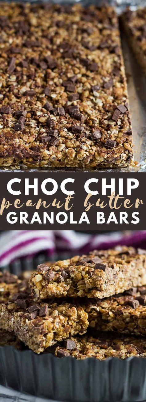 Chocolate Chip Granola Bar Recipe, Chewy Chocolate Chip Granola Bars, Granola Bar Recipe Chewy, Peanut Butter Granola Bars, Chocolate Chip Granola, Smoothies Vegan, Chocolate Chip Granola Bars, Chewy Granola Bars, Granola Recipe Bars