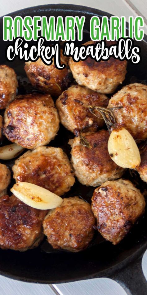 Ground Chicken Mozzarella Recipes, Baked Rosemary Chicken Meatballs, Ground Chicken Meatballs Baked, Chicken Or Turkey Meatballs, Chicken Meatballs In Oven, Ground Chicken Balls Recipe, How To Make Chicken Meatballs, Chicken And Spinach Meatballs, Ground Chicken Meatballs Recipes