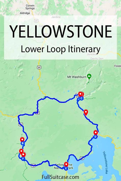 Yellowstone National Park Lower Loop itinerary for 1 day #yellowstone Yellowstone Vacation Planning, Yellowstone National Park Vacation, Wyoming Vacation, Yellowstone Vacation, Montana Travel, Yellowstone Trip, Wyoming Travel, Visit Yellowstone, Road Trip Places