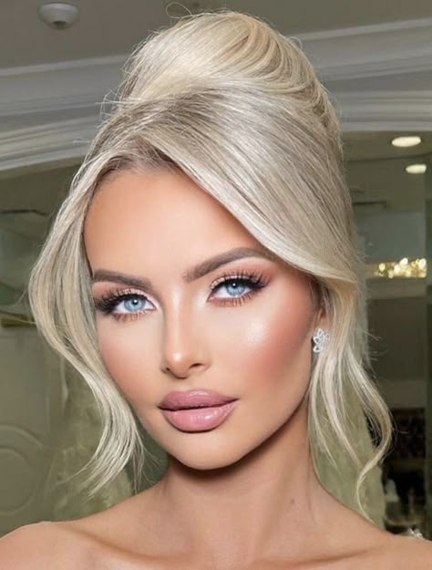 Blonde Hair Blue Eyes Makeup, Wedding Makeup Blonde, Makeup Looks Blue Eyes, Bridal Makeup For Blue Eyes, Bridal Makeup For Blondes, Glam Bride Makeup, Wedding Makeup For Blue Eyes, Wedding Makeup Blue, Hair Styles For Long Hair