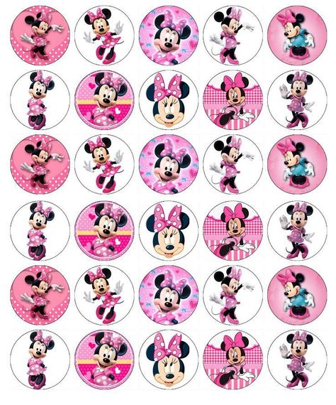 Disney Cupcake Toppers, Minnie Mouse Pics, Minnie Mouse Printables, Minnie Mouse Cupcake Toppers, Minnie Mouse Cupcake, Paper Fairy, Minnie Mouse Stickers, Minnie Mouse Decorations, Minnie Mouse Cake Topper