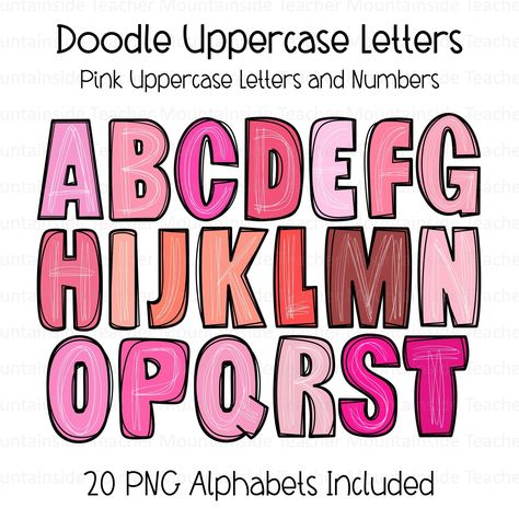 Typography Alphabet Cursive, Barbie Font Alphabet, Doodle Lettering Alphabet Fonts, E Calligraphy, Hand Drawn Alphabet, Letters Png, Doodle Letters, Funny Letters, Doodle Fonts