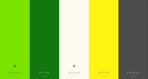 Color Palette Example - Green / Yellow / White / Grey Yellow Green White Color Palette, Green Yellow Black White Color Palette, Green And Yellow Pallet Color, Lime Yellow Color Palette, Business Color Palette Brand Design Yellow, Grey Palette, Color Palette Yellow, Grey Color Palette, Green Colour Palette