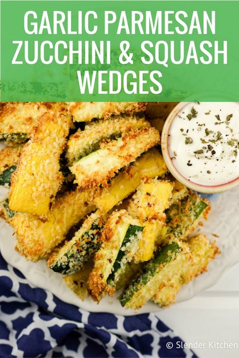 Zucchini Spears, Garlic Parmesan Zucchini, Baked Summer Squash, Zucchini And Summer Squash, Parmesan Crusted Zucchini, Garlic Zucchini, Parmesan Squash, Parmesan Zucchini Fries, Squash Fries