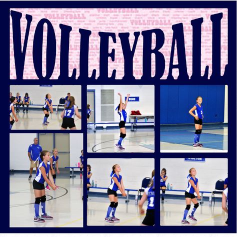 Volleyball Scrapbooking Layouts Volleyball Layouts Scrapbook Pages, Volleyball Scrapbook Pages, Cheerleading Scrapbook Layouts, Volleyball Scrapbook Ideas, Volleyball Scrapbook Layouts, Basketball Scrapbook Layouts, Scrapbook Volleyball, Senior Year Scrapbook, School Memories Scrapbook