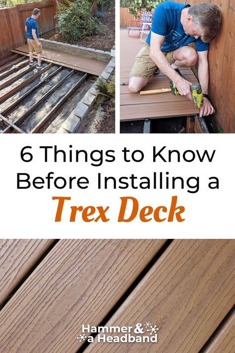 Installing Trex composite deck and close-up of tiki torch Trex color Trex Patio, Trek Deck, Outdoor Design Ideas, Deck Remodel, Deck Railing Design, Modern Deck, Deck Steps, Floating Deck, Deck Installation