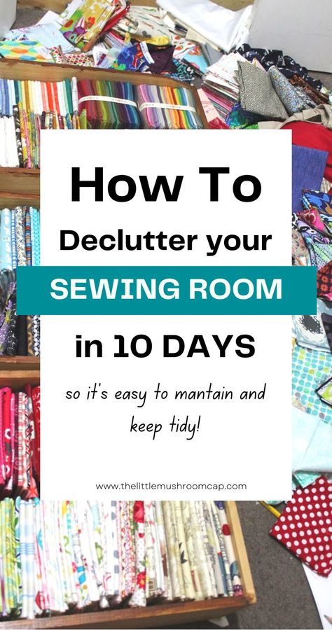 Step-by-Step that will bring you to a cleaner, easy to manage sewing room that you will love. Get more productive with your new sewing room. Tiny Sewing Room, Sewing Room Ideas, Quilt Room Organization, Small Sewing Rooms, Quilt Sewing Room, Tips For Decluttering, Sewing Room Inspiration, Sewing Room Storage, Sewing Room Design